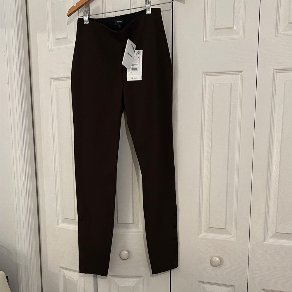 NWT Theory Mocha Brown Button Legging sz P